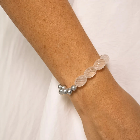 Clear Quartz & Pearl Intention Bracelet