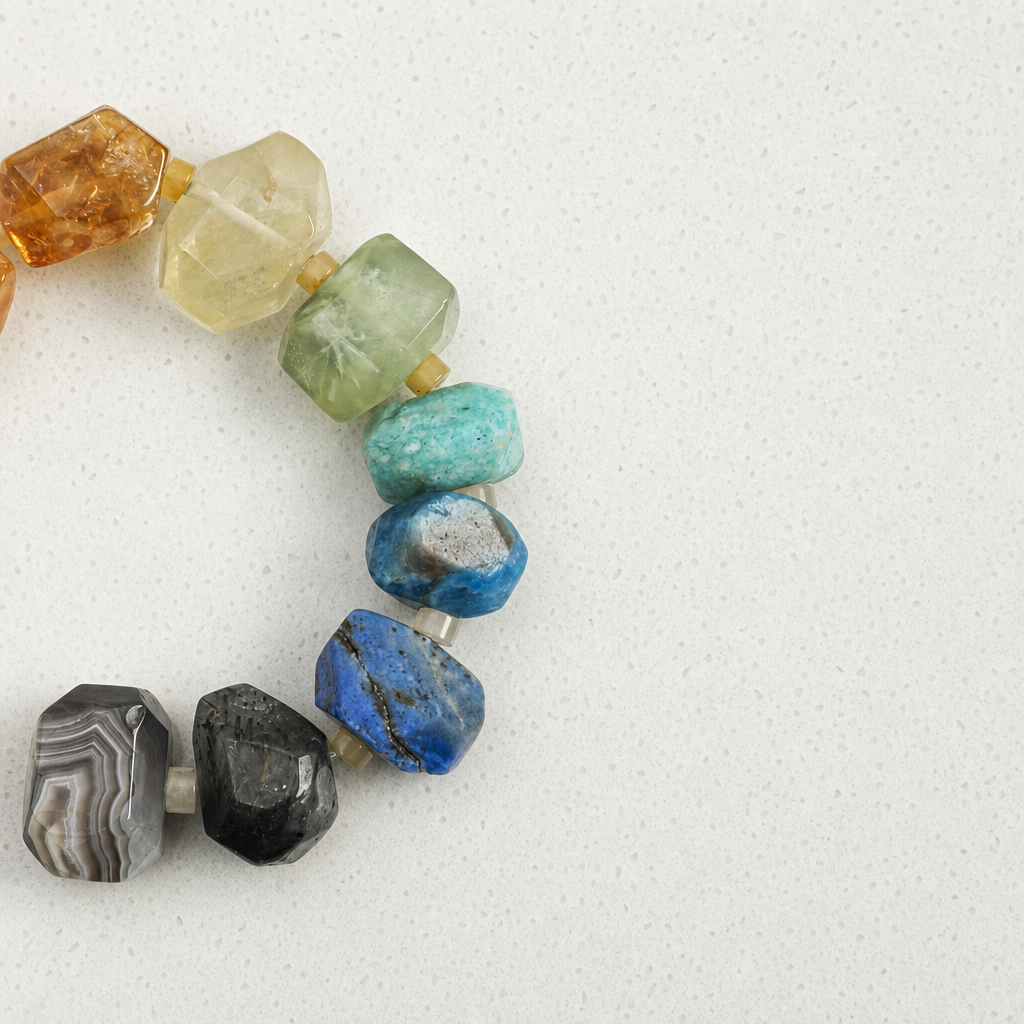 Multicolor Natural Stone & Baroque Pearl Bracelet