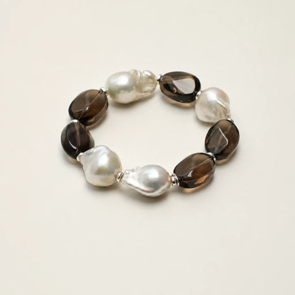 Smoky Stone & Baroque Pearl Bracelet