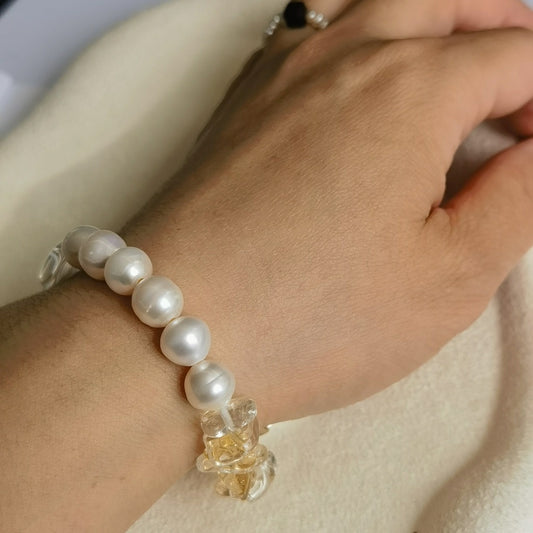 Golden Quartz & Pearl Bracelet