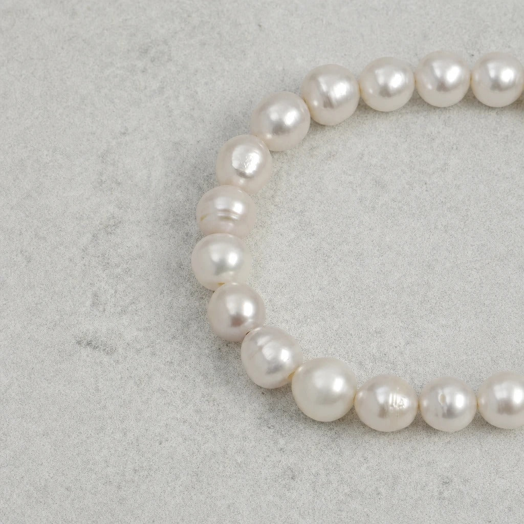 Sea Glass Stone & Pearl Bracelet