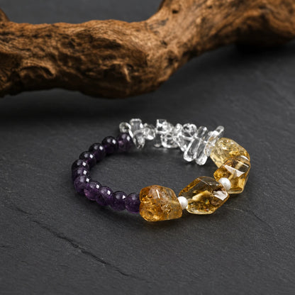 Citrine, White Crystal Spike & Amethyst Pearl Bracelet