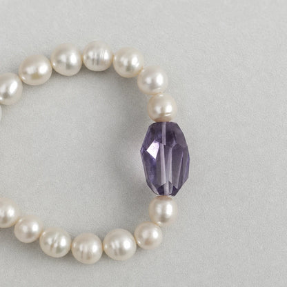 Raw Amethyst & Freshwater Pearl Bracelet