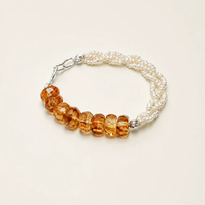 Citrine & Crushed Silver Pearl Bracelet