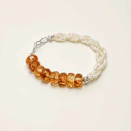 Citrine & Crushed Silver Pearl Bracelet product image