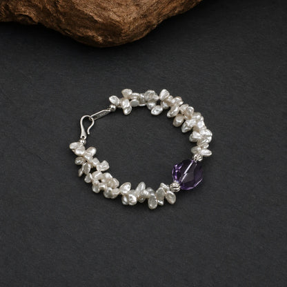 Amethyst & Petal Baroque Pearl Bracelet