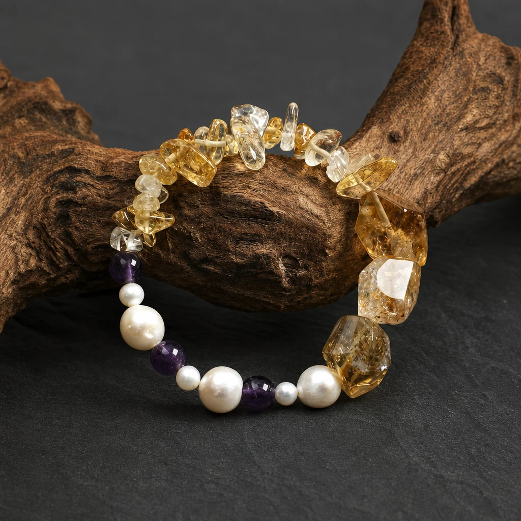 Citrine & Amethyst Sterling Silver Bracelet