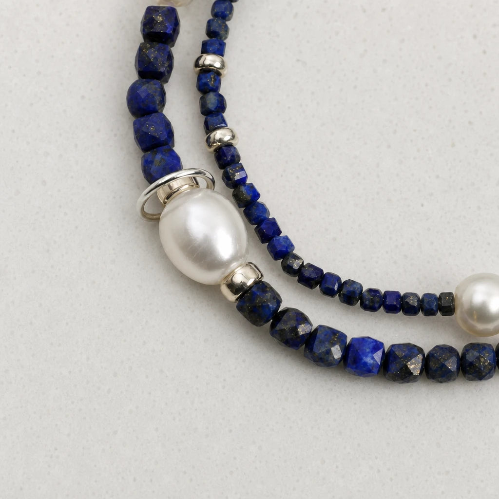 Lapis Lazuli & Pearl Double Layer Bracelet