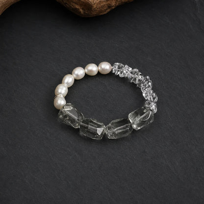 Green Crystal & Crushed Ice Pearl Bracelet