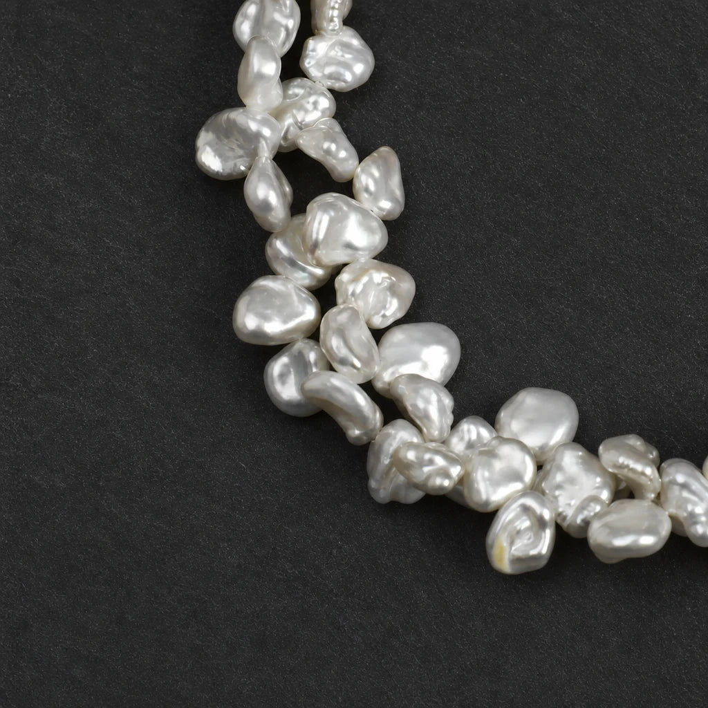 White Quartz Double Point & Petal Baroque Pearl Bracelet