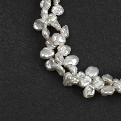 White Quartz Double Point & Petal Baroque Pearl Bracelet
