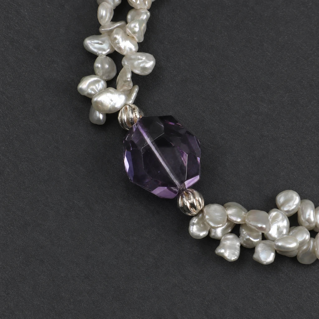 Amethyst & Petal Baroque Pearl Bracelet