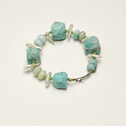 Amazonite & Freshwater Pearl Rope Bracelet