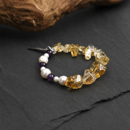 Citrine & Amethyst Sterling Silver Bracelet