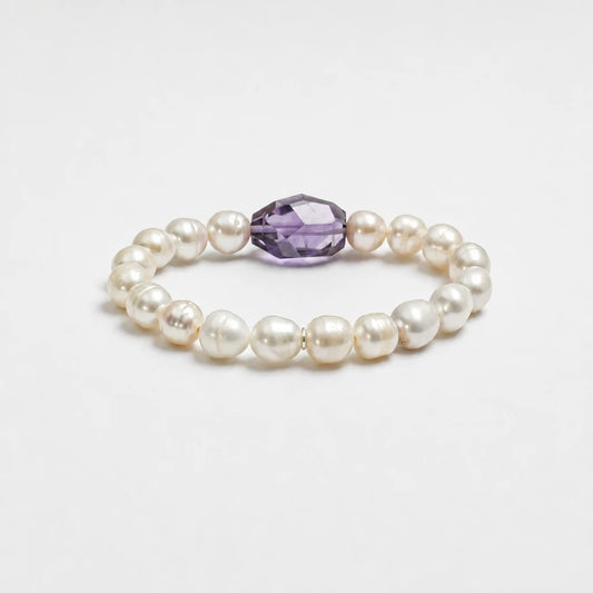 Raw Amethyst & Freshwater Pearl Bracelet product image