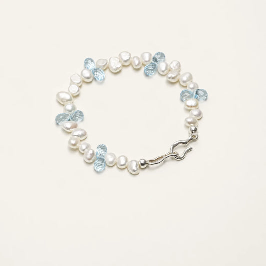 Blue topaz and baroque pearl drop bracelet product image
