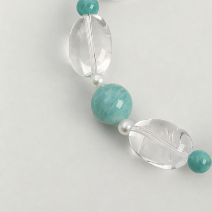 Amazonite, Seed Pearl & White Quartz Bracelet