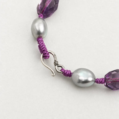 Amethyst Double Point & Baroque Pearl Bracelet
