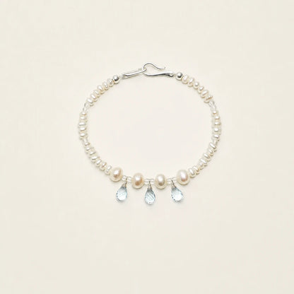 Flat Pearl, Egg Pearl & Blue Topaz Bracelet