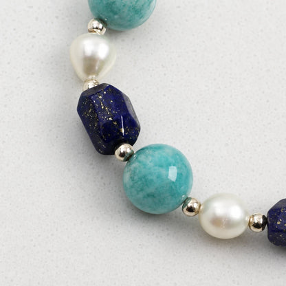 Black Obsidian, Lapis Lazuli & Amazonite Bracelet