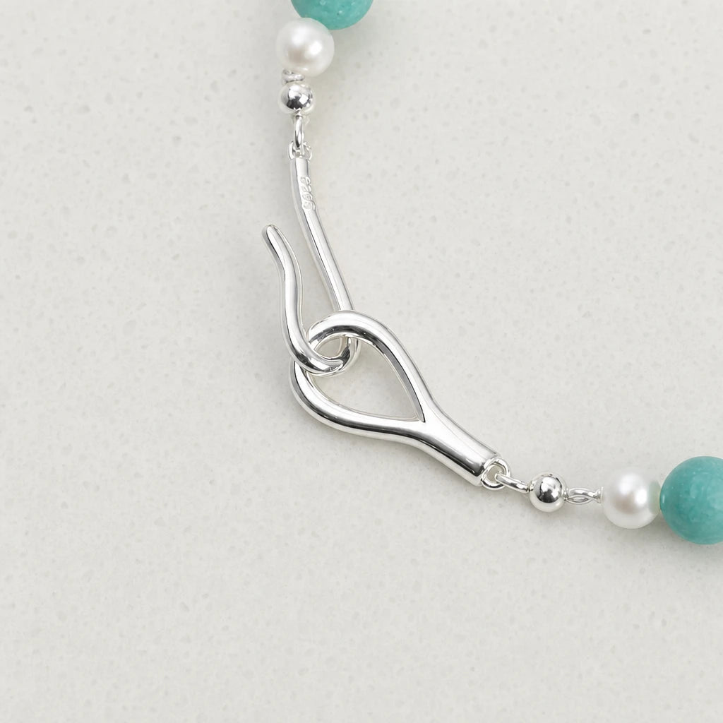 Amazonite, Seed Pearl & White Quartz Bracelet
