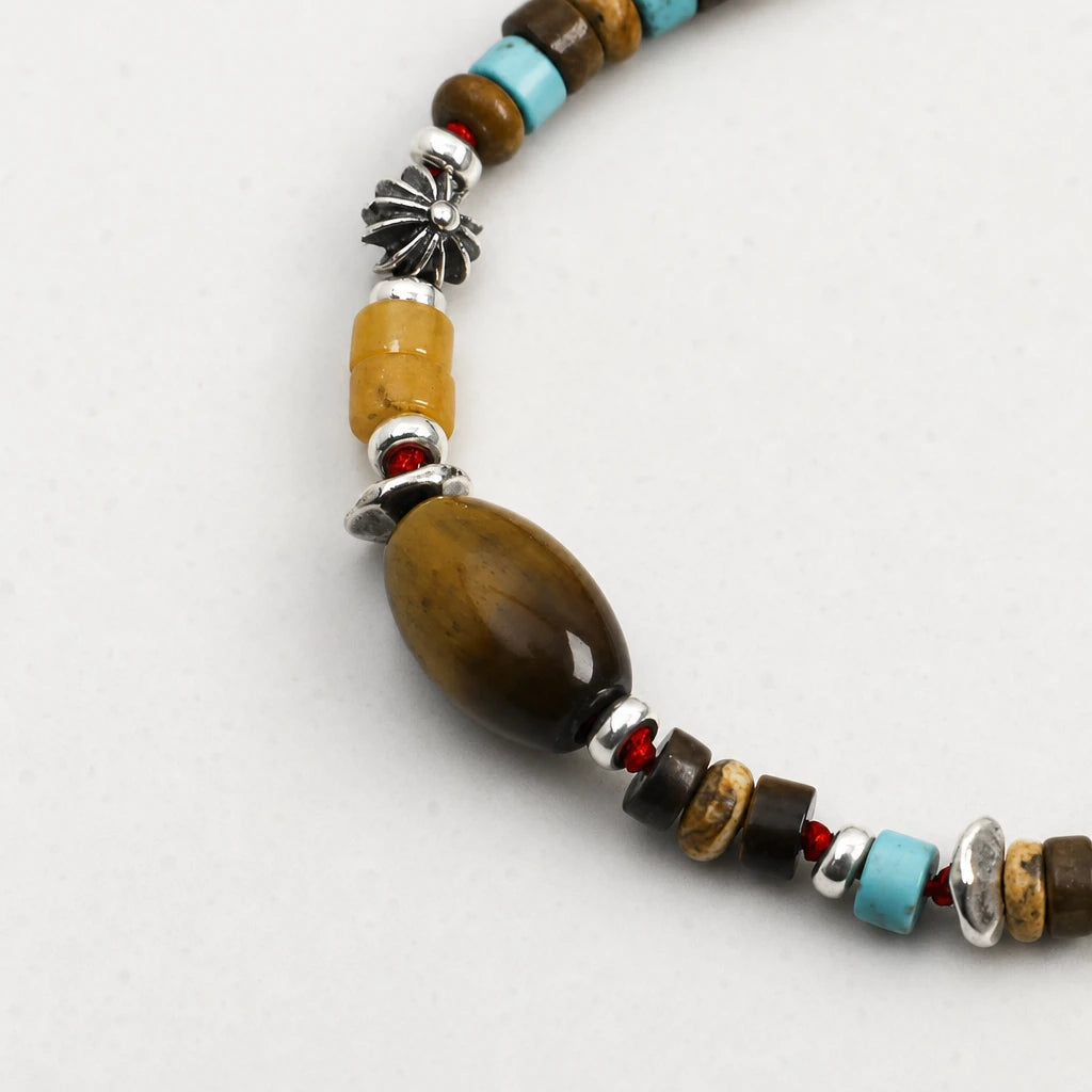 Tiger Eye & Turquoise Adjustable Red Cord Bracelet