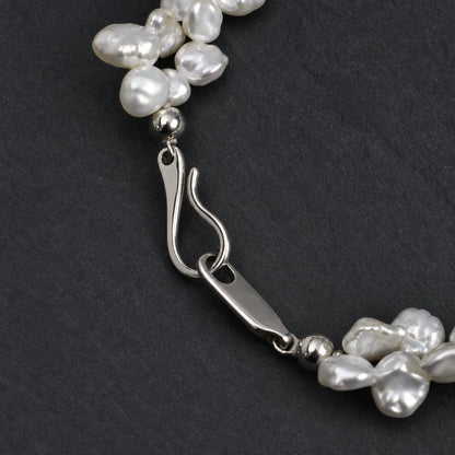 White Quartz Double Point & Petal Baroque Pearl Bracelet