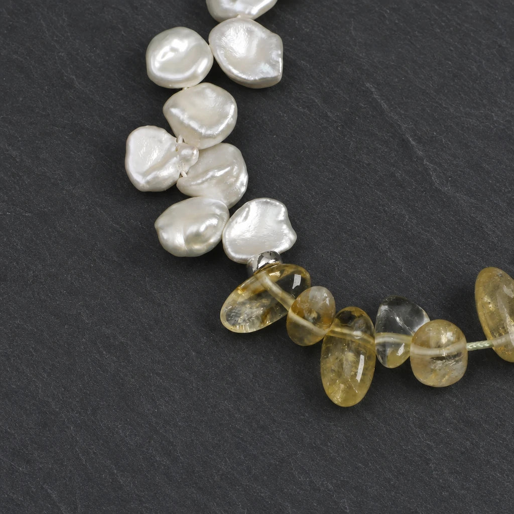 Seed Pearl, Petal Bead & Citrine Spike Bracelet