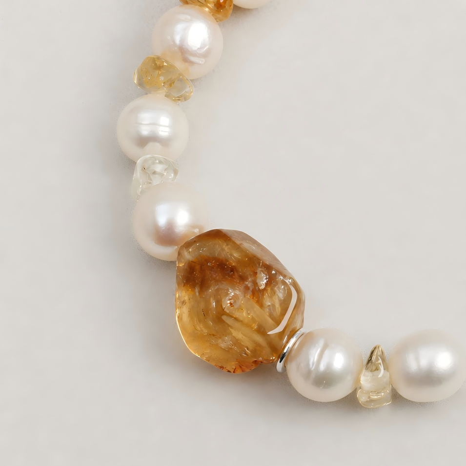 Citrine & Freshwater Pearl Bracelet