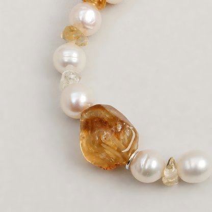 Citrine & Freshwater Pearl Bracelet