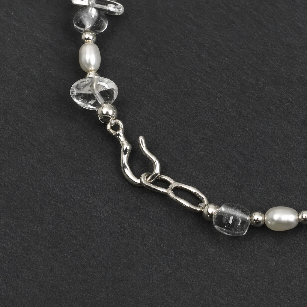 Blue Chalcedony & White Quartz Crushed Ice Bracelet