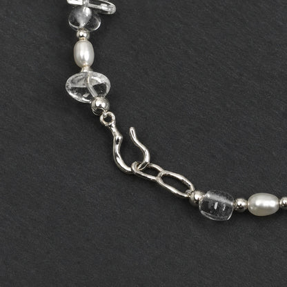 Blue Chalcedony & White Quartz Crushed Ice Bracelet