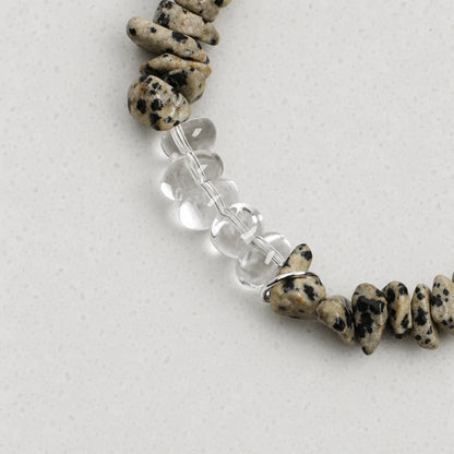 White Quartz Point & Spotted Stone Bracelet