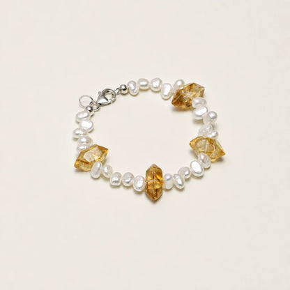 Golden Tower Quartz & Baroque Pearl Bracelet