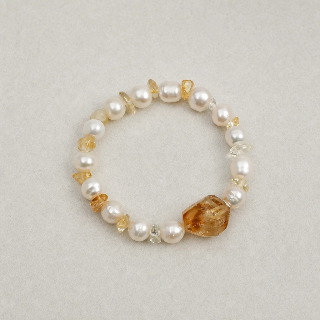 Citrine & Freshwater Pearl Bracelet
