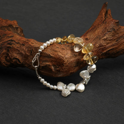 Seed Pearl, Petal Bead & Citrine Spike Bracelet