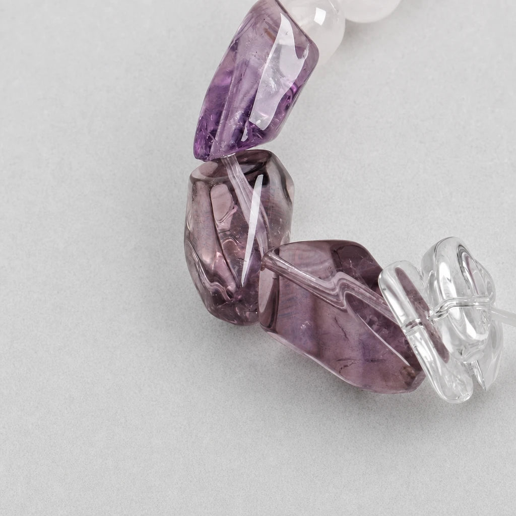 Amethyst, Rose Quartz & White Crystal Spike Bracelet