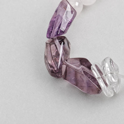 Amethyst, Rose Quartz & White Crystal Spike Bracelet