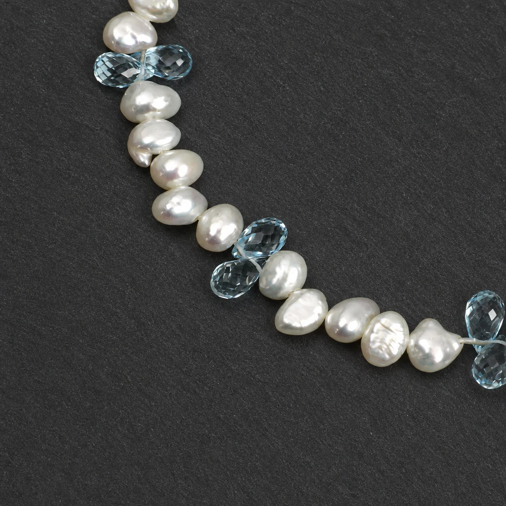 Blue Topaz & Baroque Pearl Drop Bracelet