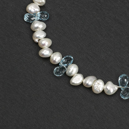 Blue Topaz & Baroque Pearl Drop Bracelet