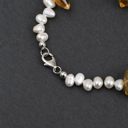 Golden Tower Quartz & Baroque Pearl Bracelet
