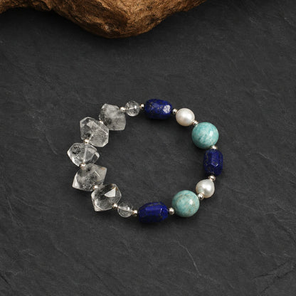 Black Obsidian, Lapis Lazuli & Amazonite Bracelet