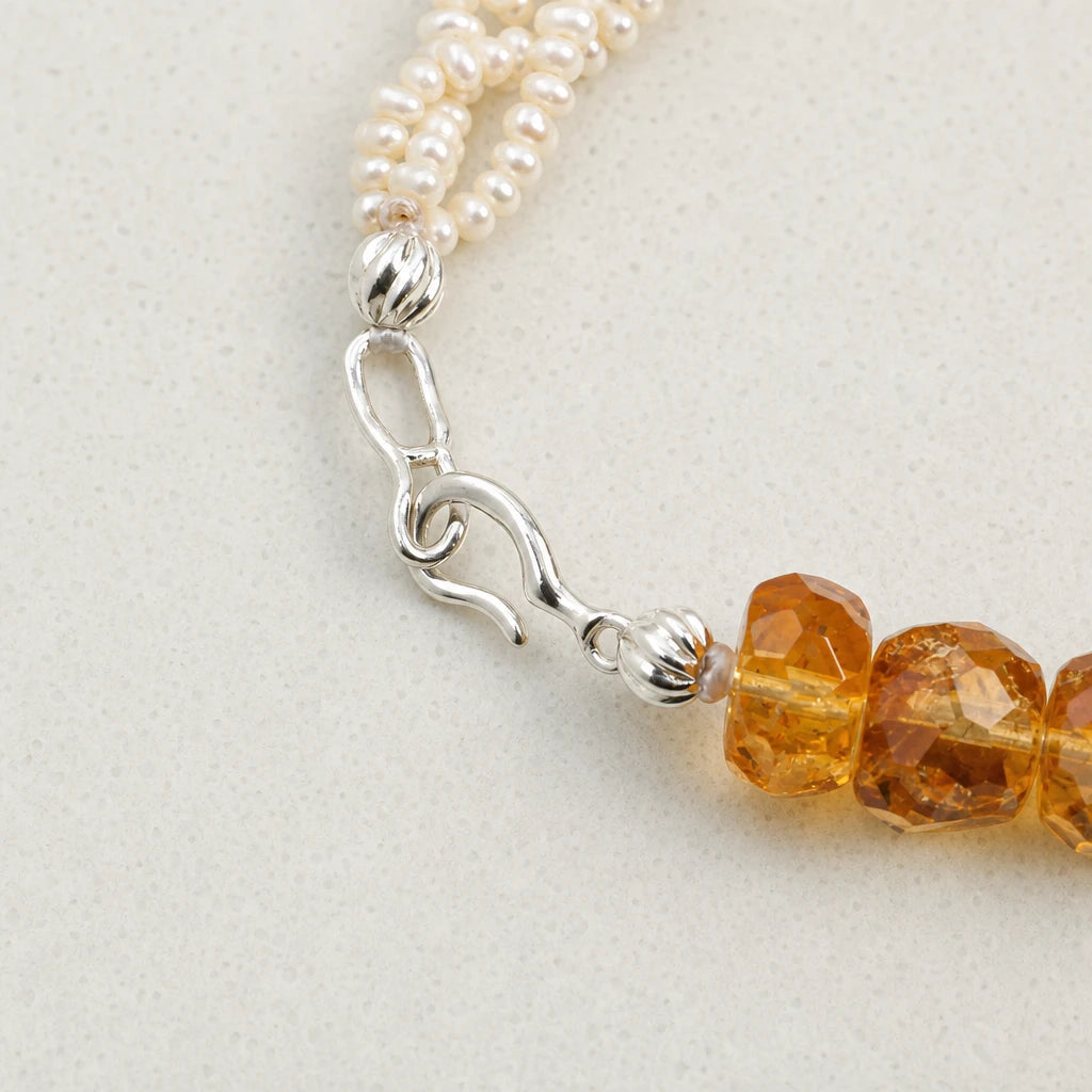 Citrine & Crushed Silver Pearl Bracelet