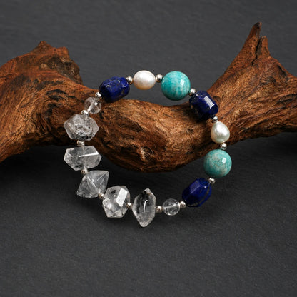Black Obsidian, Lapis Lazuli & Amazonite Bracelet