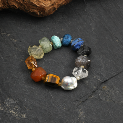 Multicolor Natural Stone & Baroque Pearl Bracelet