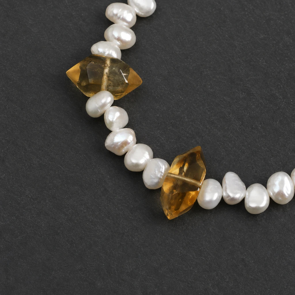 Golden Tower Quartz & Baroque Pearl Bracelet