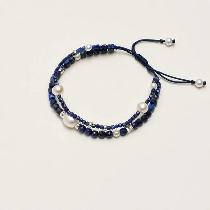 Lapis Lazuli & Pearl Double Layer Bracelet