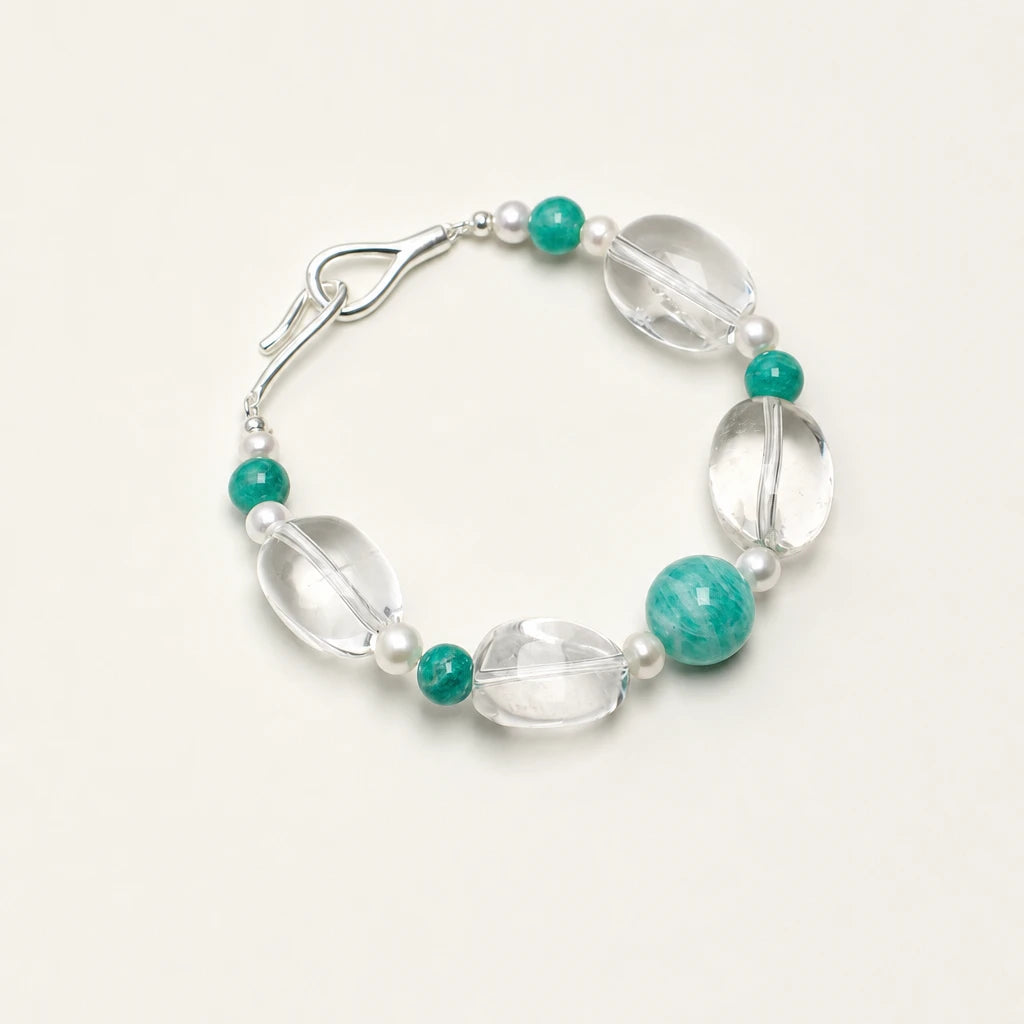 Amazonite, Seed Pearl & White Quartz Bracelet