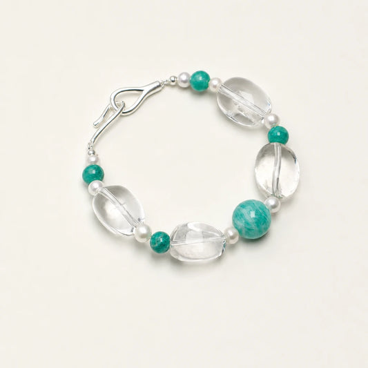 Amazonite, seed pearl and white quartz bracelet product image