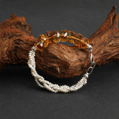 Citrine & Crushed Silver Pearl Bracelet